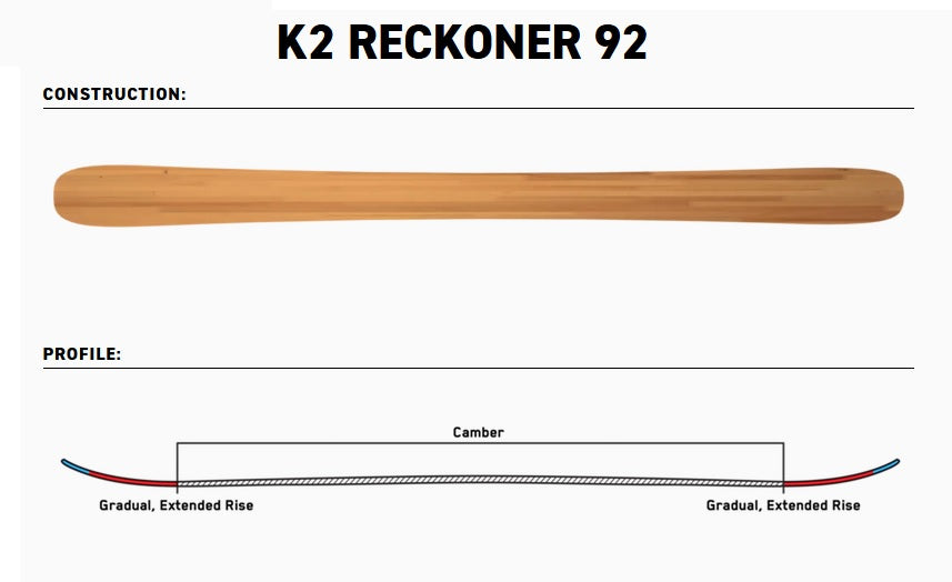 2023 K2 Reckoner 92 W Ladies Snow Skis (with or without bindings).
